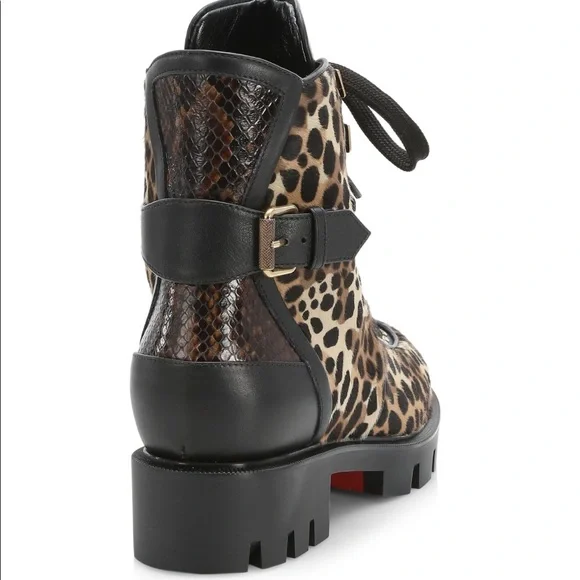 Christian Louboutin | Cheetah-Print Calf Hair Combat Boots - Picture 3 of 16